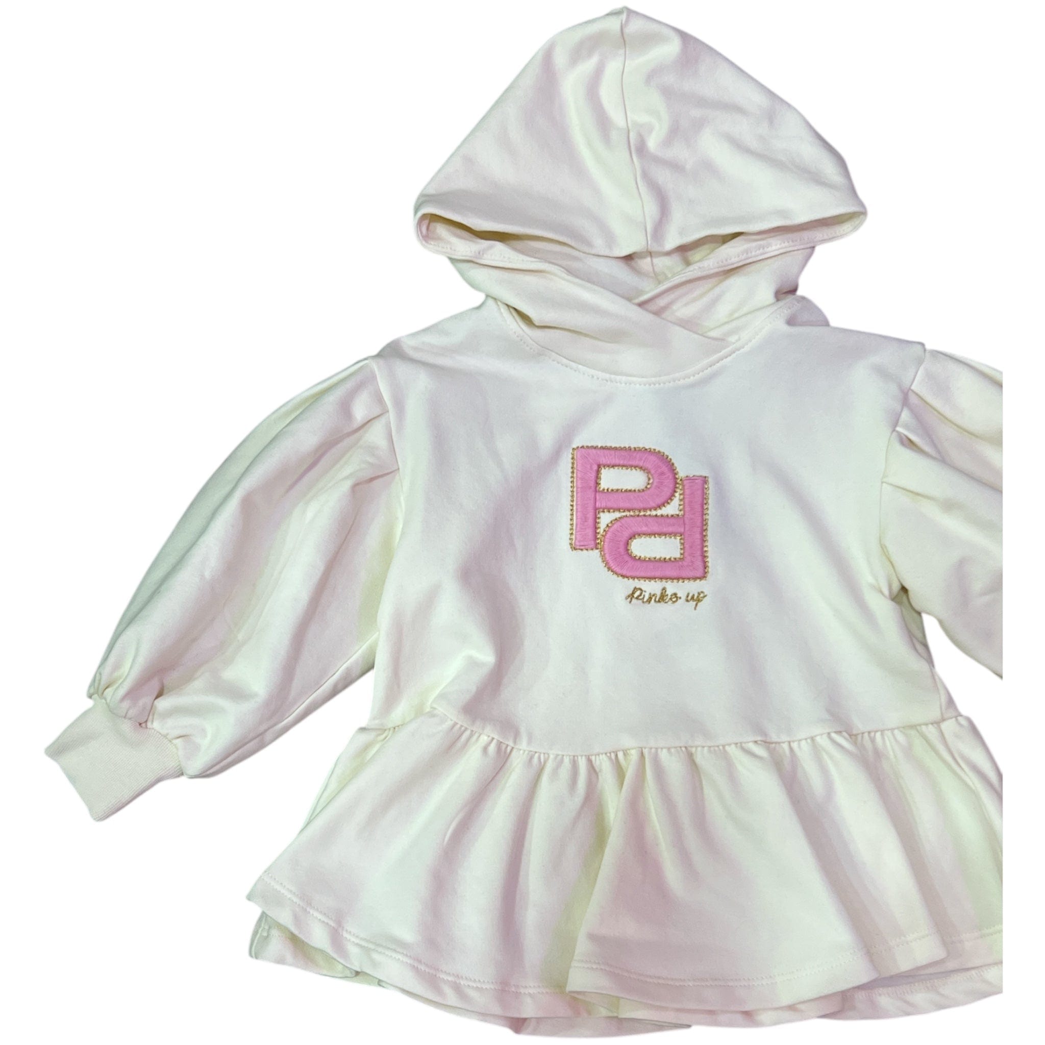 pinko Abbigliamento Abiti Pinko abito neonato in cotone felpato con manica a palloncino colore panna