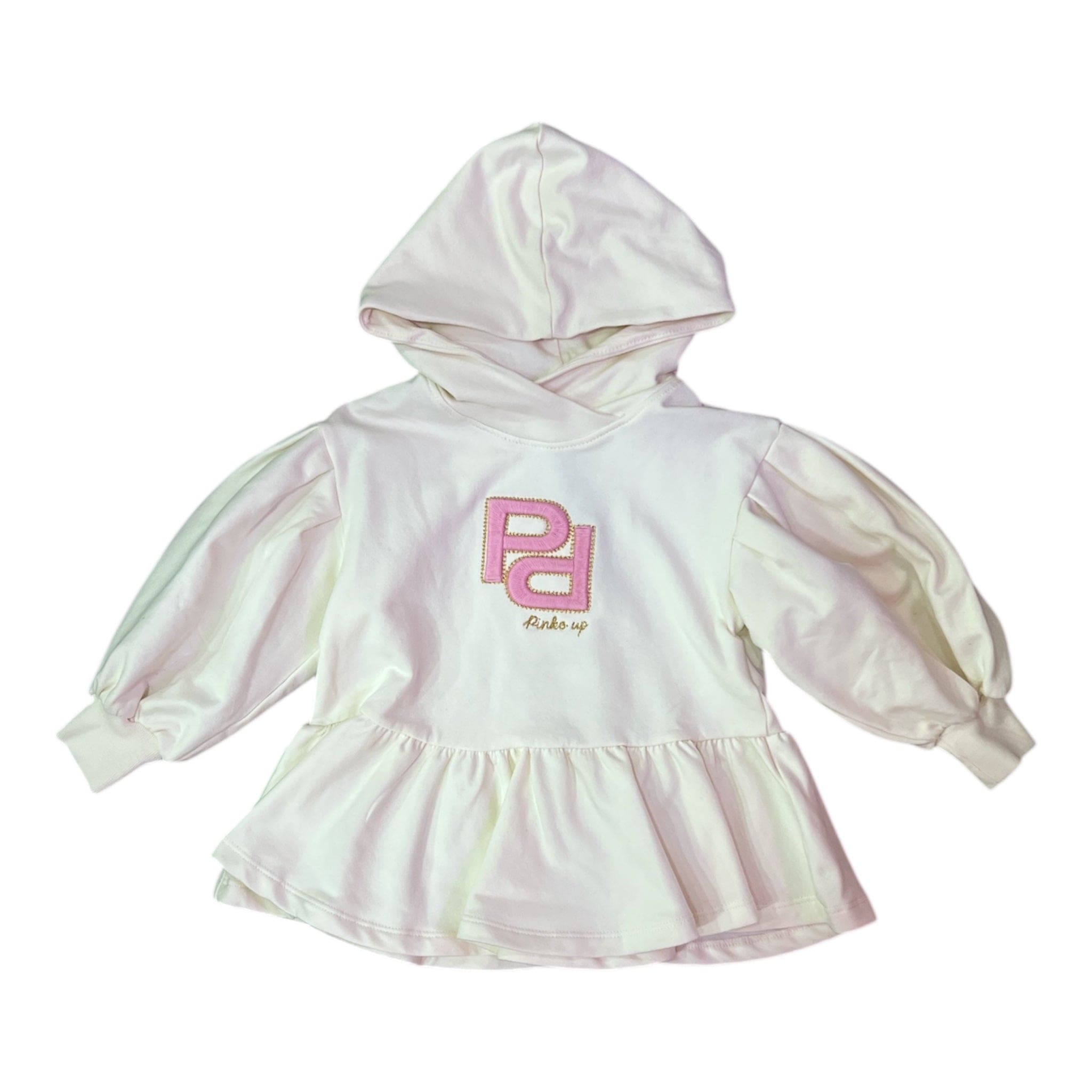 pinko Abbigliamento Abiti Pinko abito neonato in cotone felpato con manica a palloncino colore panna